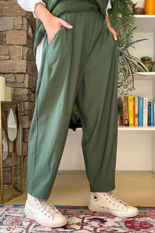 Bengaline Carrot Leg Trouser Heritage Green